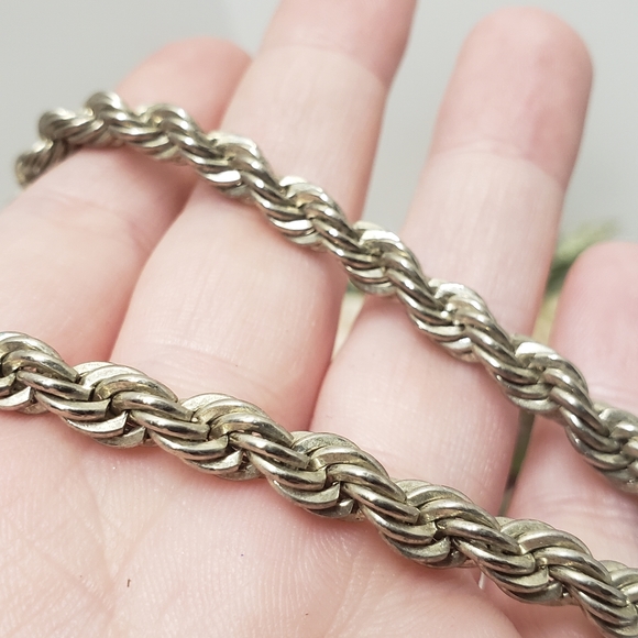 Vintage Silver tone Rope Necklace - Picture 4 of 5